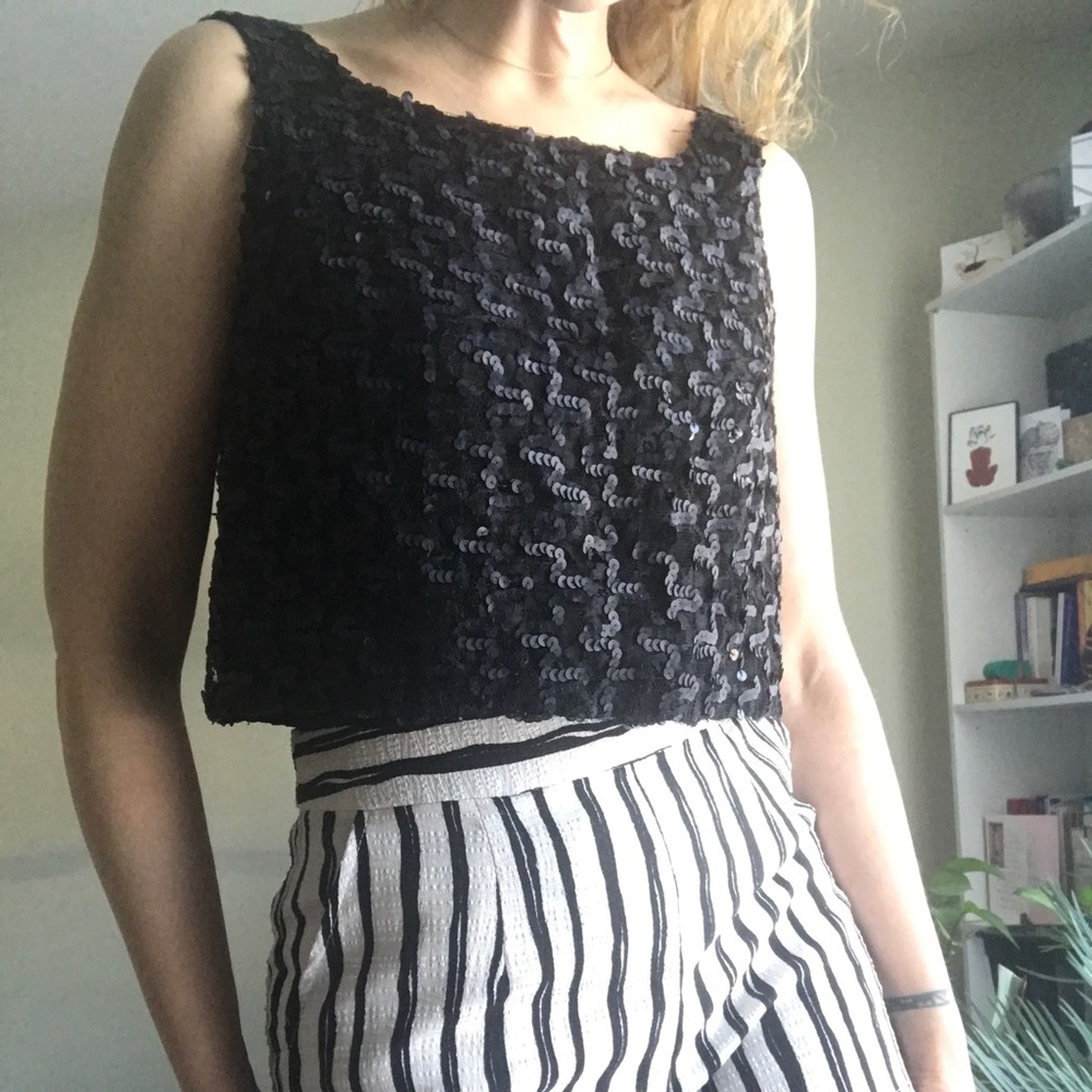 Vintage Nicole Miller Sport black sequin tank top Size 6